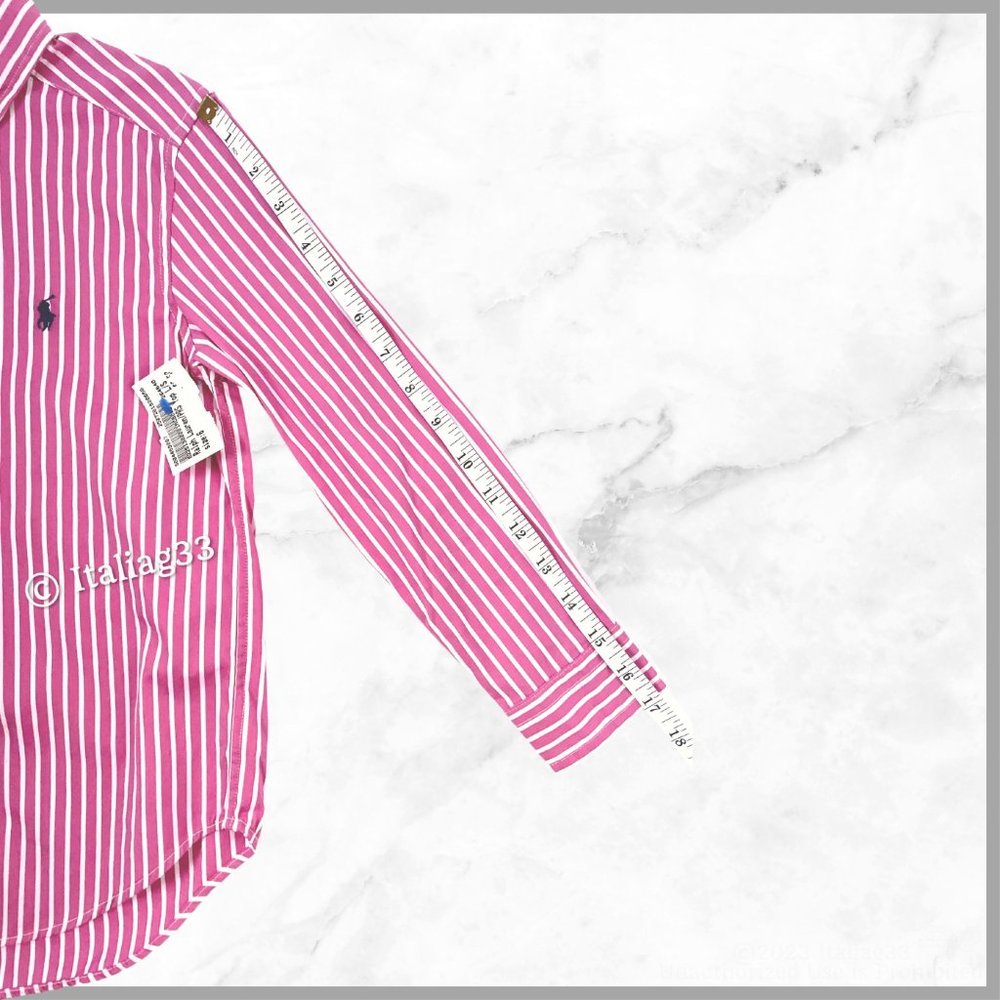 Ralph Lauren Polo Oxford Dress Shirt Pink Striped Long Sleeve Boys 6 Brand New! - Picture 9 of 13